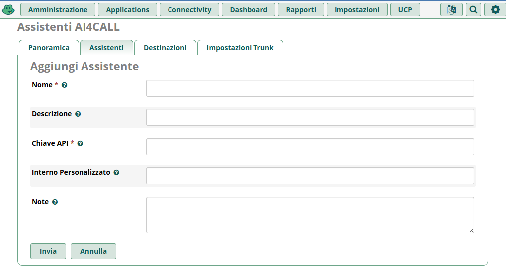 Collegare AI4CALL a FreePBX