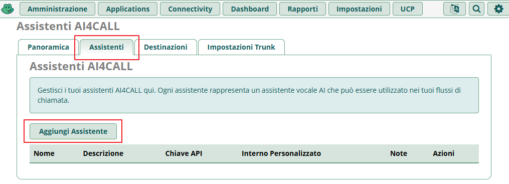 Collegare AI4CALL a FreePBX